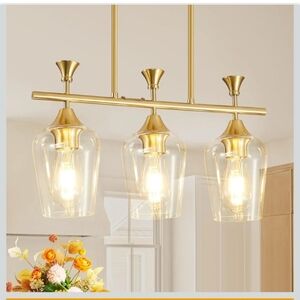Elegant Gold Triple Pendant Light Fixture